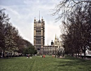 Westminster Abbey, "has been the coronation church since 1066 and is the final resting place of seventeen monarchs." ... "The present church, begun by Henry III in 1245, is one of the most important Gothic buildings in the country," (John's photo from 1970)