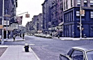 Greenwich Village and Bleecker Street with off-off Broadway theaters, above all 'The Circle in the Square' (center of picture) on the right, and Bleecker Street Cinema that carried old classics, a regular haunt for Allan and me.