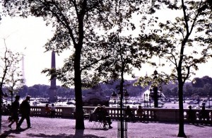 View of Place de la Concorde taken from the wall along the Jardin des Tuileries, the Luxor Obelisk very visible on the left. Napoelon did not bring it back from Egypt though. In 1836, King Louis-Philippe had it placed in the center of Place de la Concorde.