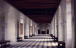 A picture from John's and my visit in 1971 of the long gallery, astride the river Cher. This is where M. Menier, the chocolate magnate, who had bought the château in 1913, opened it up to become a military hospital in 1914. Good man. sj70_3b023-a_1A-550